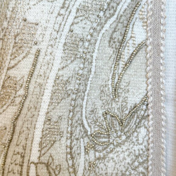 Chico's Beaded Foil-Print Cardigan Women's Size 2 L/12 Gold NEW with tag - Picture 6 of 13